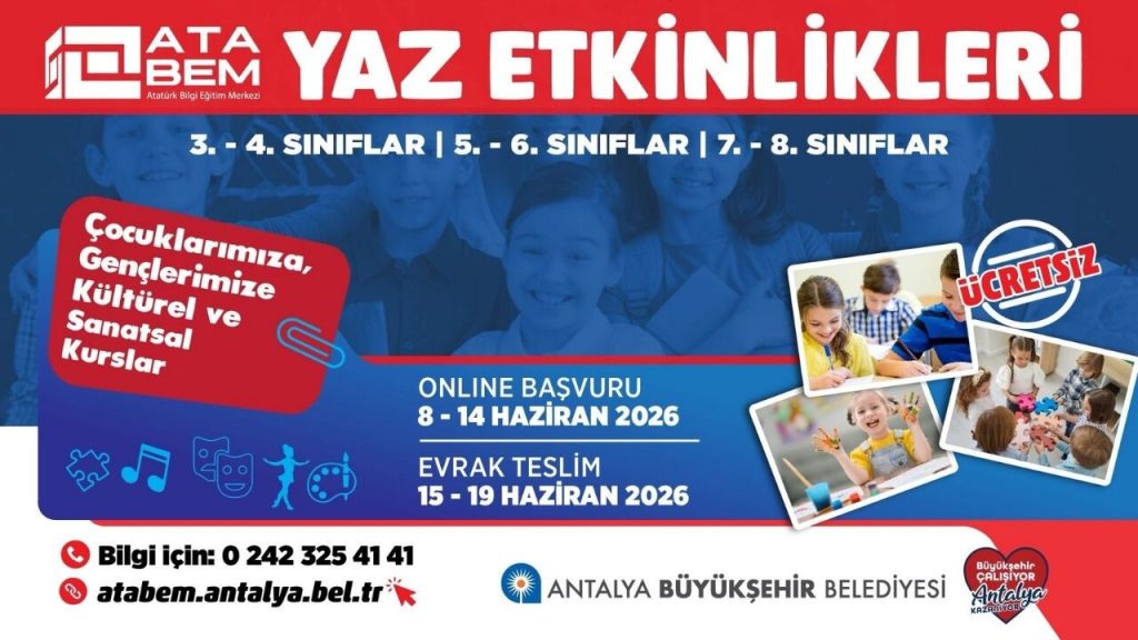 Antalya’da ATABEM yaz kursları kayıtları başlıyor