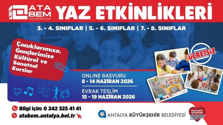 Antalya’da ATABEM yaz kursları kayıtları başlıyor