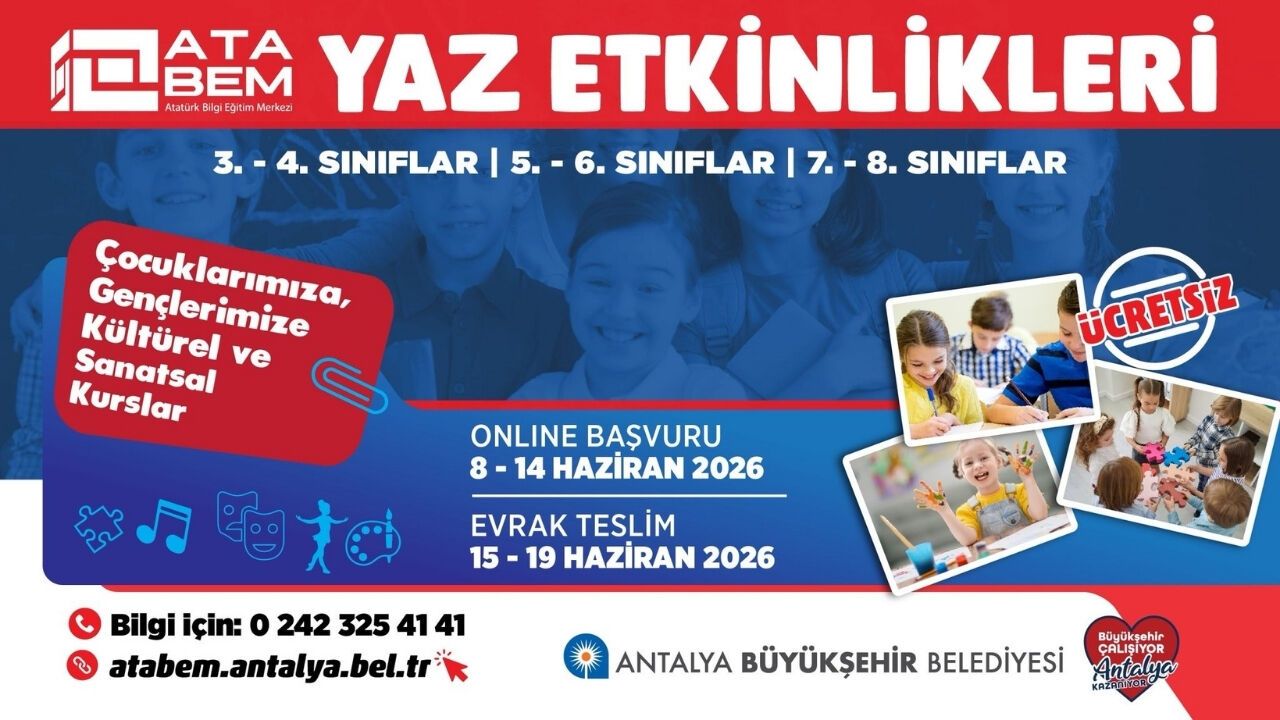Antalya’da ATABEM yaz kursları kayıtları başlıyor